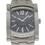 Bulgari BVLGARI Assioma Watch AA48S Stainless Steel Silver Automatic Analog Black Dial Men's