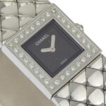 CHANEL Matelasse Watch Diamond Bezel H0489 Stainless Steel Quartz Analog Display Black Dial Women's I213024033 - Image 3