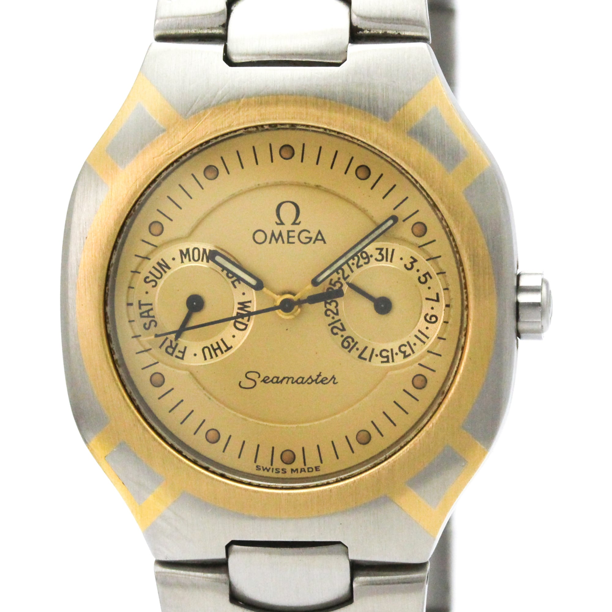 2000_fc8a6a20-5ba7-45f6-8749-69a8f4ba6433.jpg OMEGA Seamaster Polaris Day Date 18K Gold Steel 396.1022 - Image 1