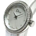 Dior La Di de wrist total weight 21.3g stainless steel genuine leather strap quartz movement white mother-of-pearl dial CD041111 - Image 4