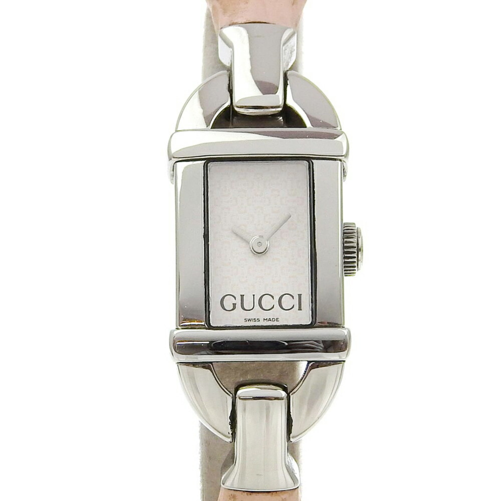 2000_fdef1fd8-77d0-4ae6-a57b-d88872bd967b.jpg Gucci Bamboo Watch 6800L Stainless Steel x Rubber Pink Quartz Analog Display White Dial Women's - Image 1