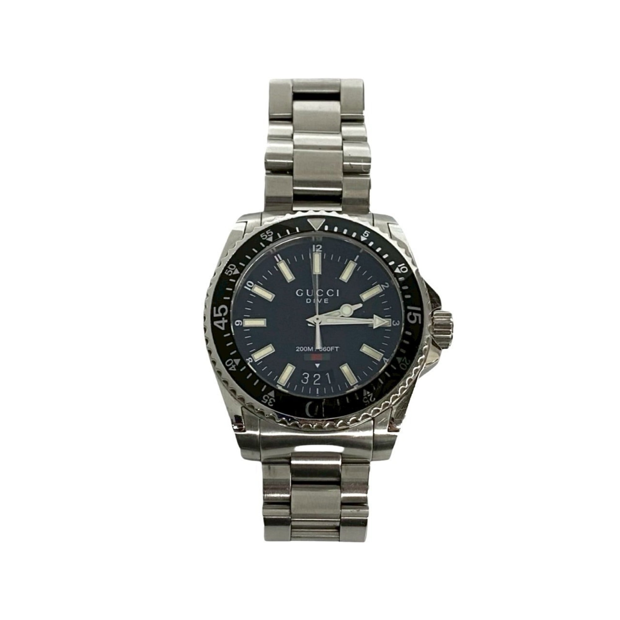 2000_fe16d4f2-0f95-4acb-a617-781af098c09f.jpg GUCCI Dive Stainless Steel Quartz Watch, Men's Accessory, Silver/Black, 30050 - Image 1