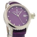 Unused Charriol Columbus 12-Piece Diamond Watch CO36QS.369.003, Stainless Steel Embossed Leather, Purple Dial, Quartz Movement, 0596 CHARRIOL - Image 3