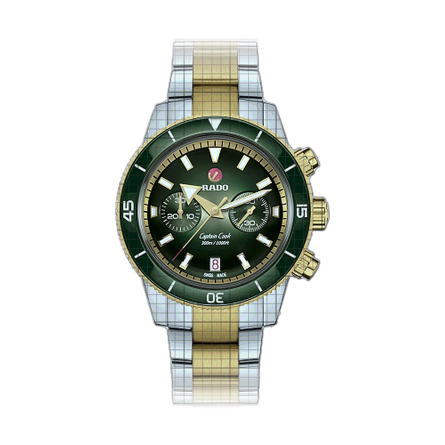 Rado-Captain_Cook_Automatic_Chronograph-R32151318-53774-AP-1_0e266cee-b4b6-4e7a-97e2-e902041445ab.jpg Rado Captain Cook Automatic Chronograph 43mm Green - Image 1