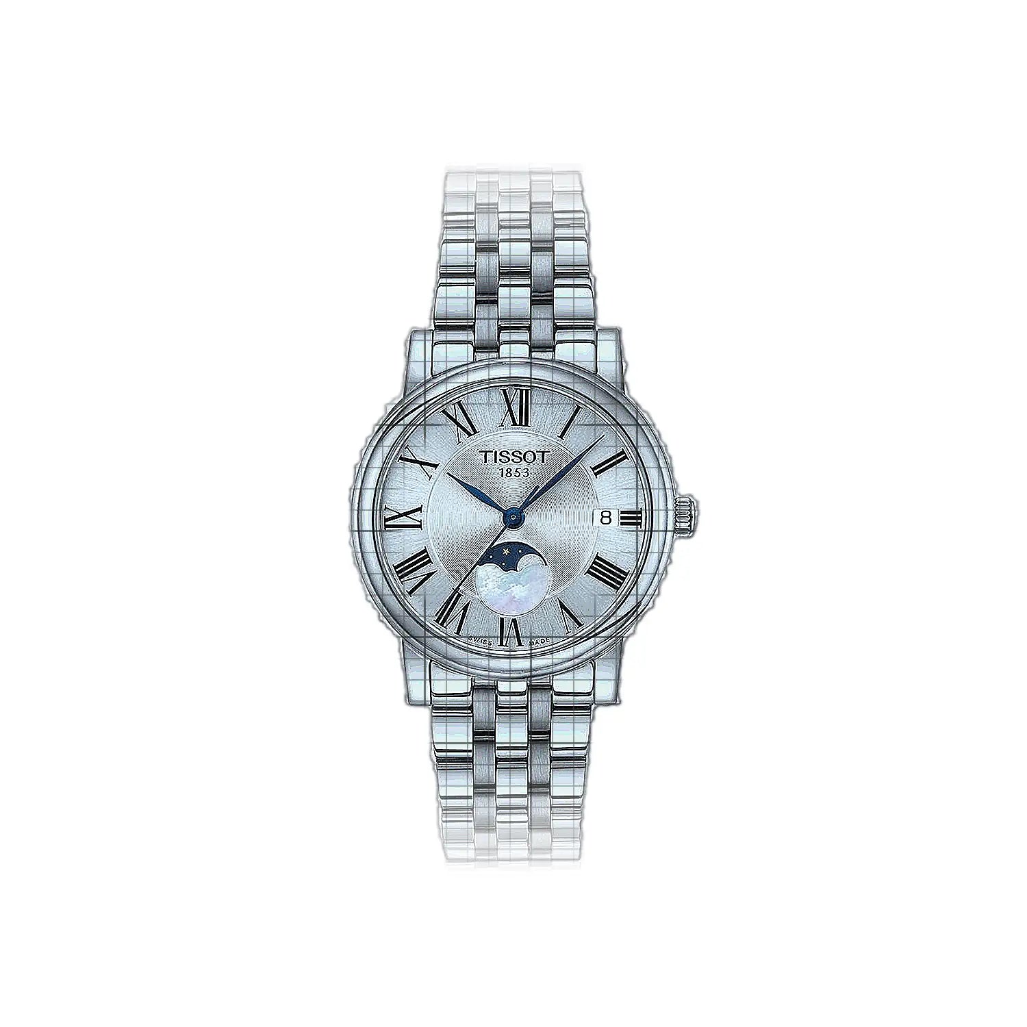 Tissot-T-Classic_Carson_Premium_Lady_Moonphase-T1222231103300-53794-AP-1_8cf995a7-5a82-4b04-bf37-71b2b03f23ca.jpg Tissot T-Classic Carson Premium Lady Moonphase 32mm Silver - Image 1