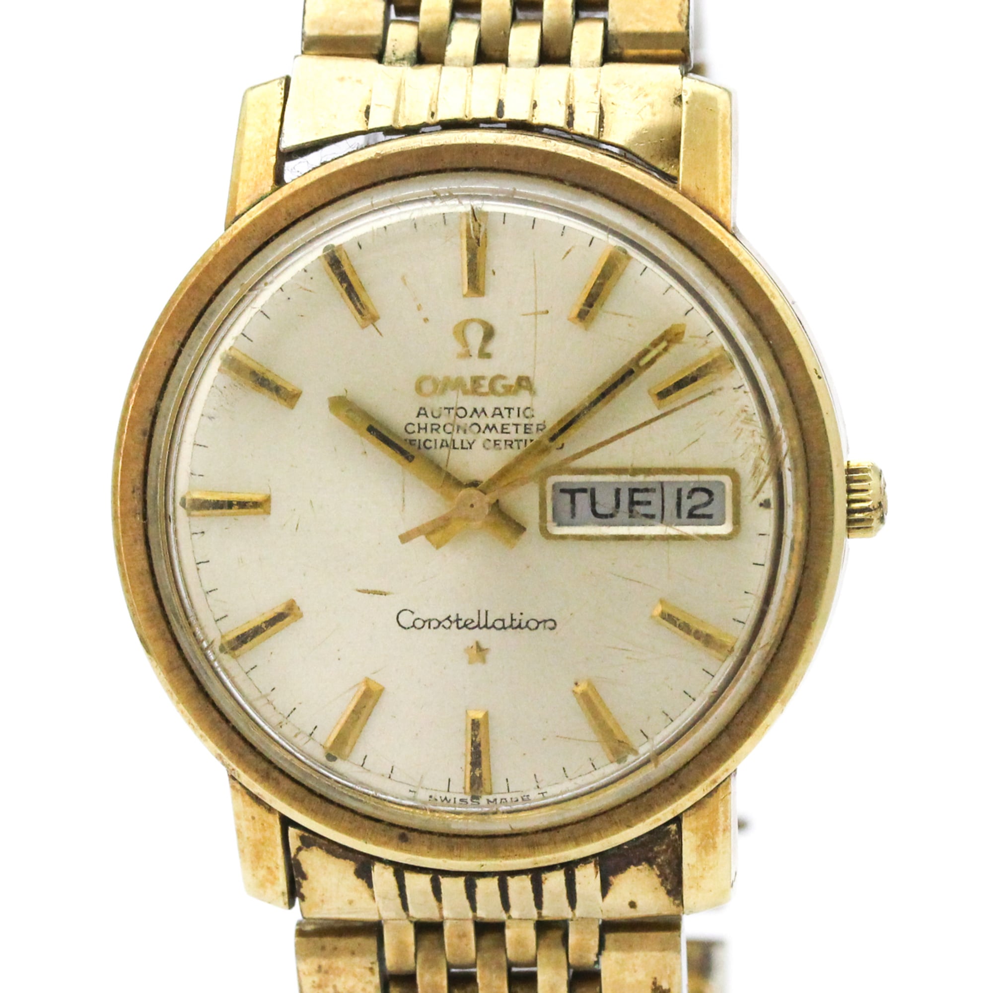 2000_1c9aac2b-039b-4828-ad55-602a3ab7611e.jpg OMEGA Constellation Day Date Cal 751 Gold Plated Automatic Mens Watch 168.016 Vintage - Image 1