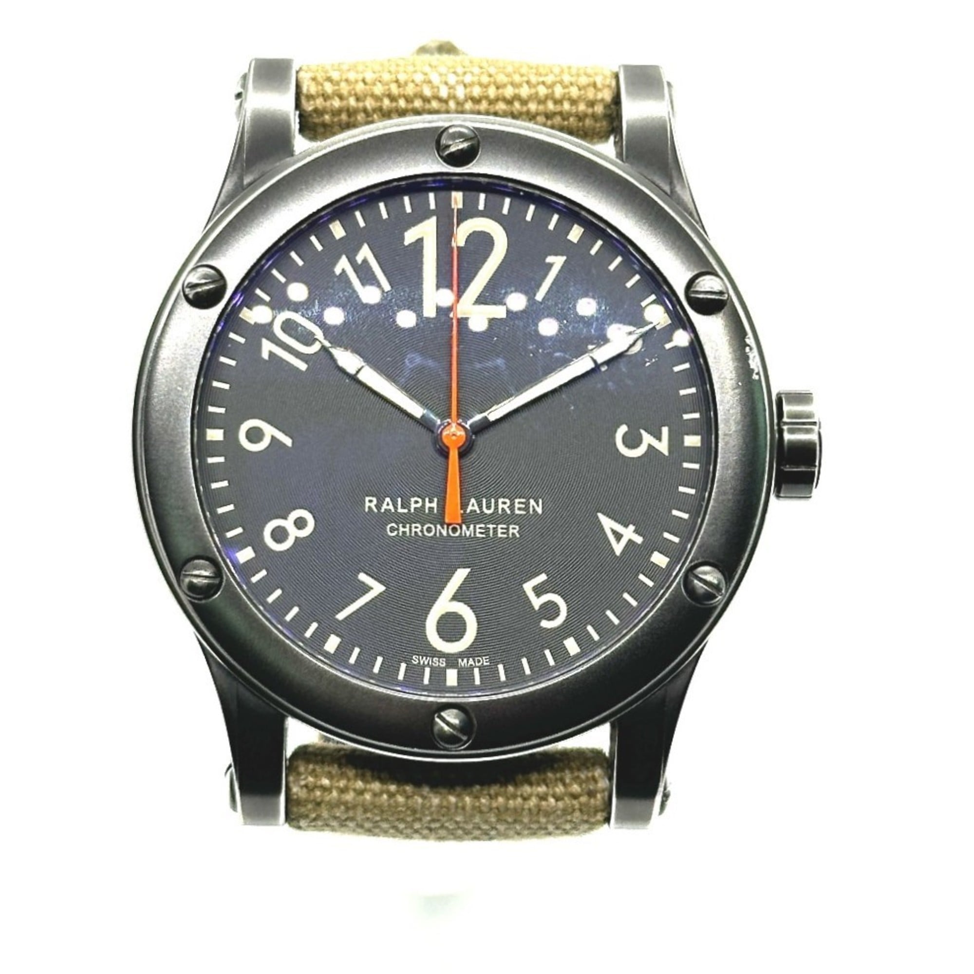 2000_735e18be-15cc-48b8-93d8-7d305eefba83.jpg RALPH LAUREN Ralph Lauren Sporting Safari RL67 Chronometer Watch (RL0220900) with Stainless Steel Canvas Strap, Black/Khaki - Image 1