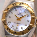 Omega Constellation Mini Combination 1262 75 Ladies' with 12 Diamonds White Shell Yellow Gold Quartz Movement - Image 6