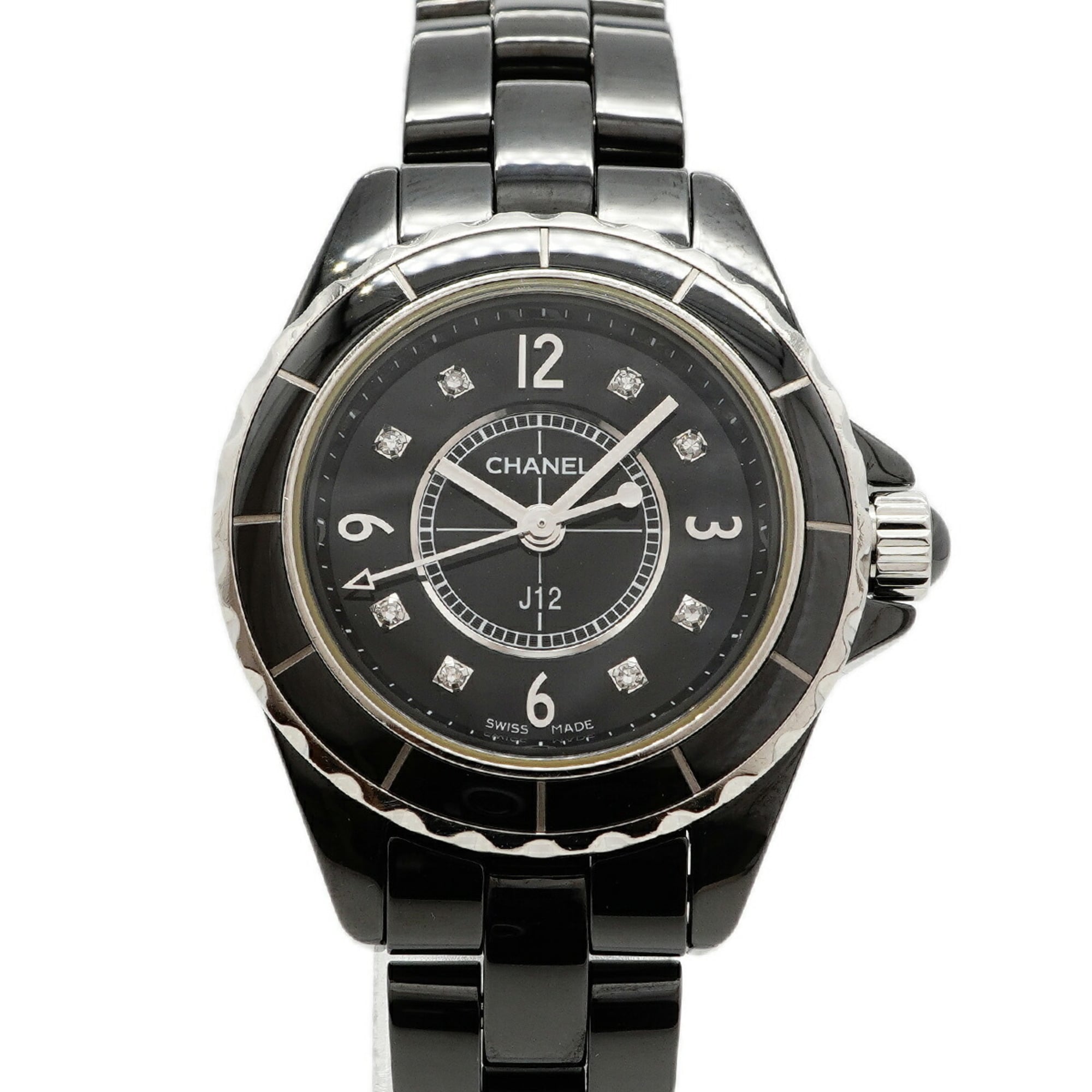 2000_7e5916e2-15ce-47e5-8f64-f679ab62756a.jpg Chanel J12 Diamond H2569 Black Dial Wo - Image 1