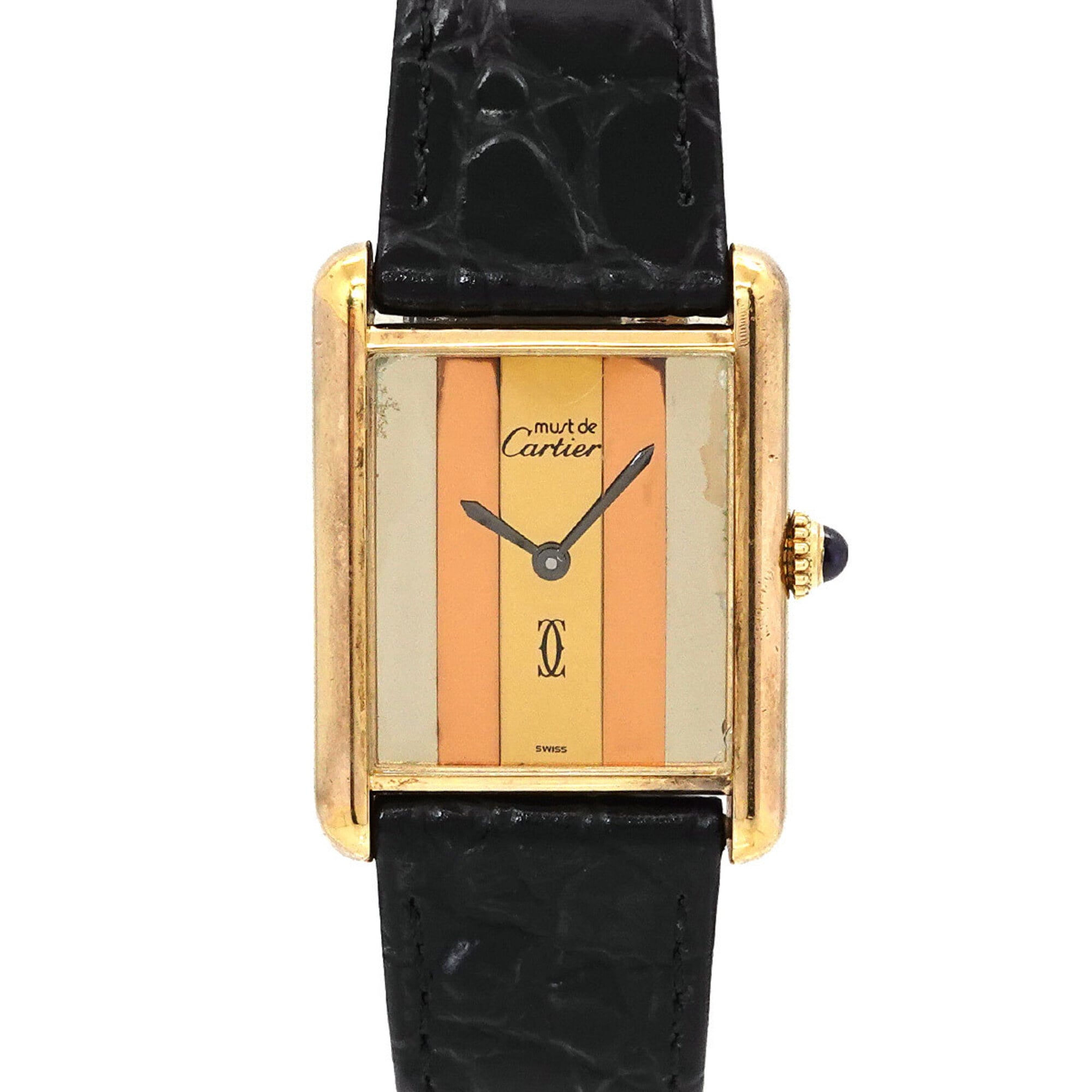 2000_c3aba1f6-4bbf-4bca-890a-8d369622fca1.jpg Cartier Must Tank Vermeil Trinity Ladies Watch, 3 Colors, SV925, Manual Winding Watch - Image 1