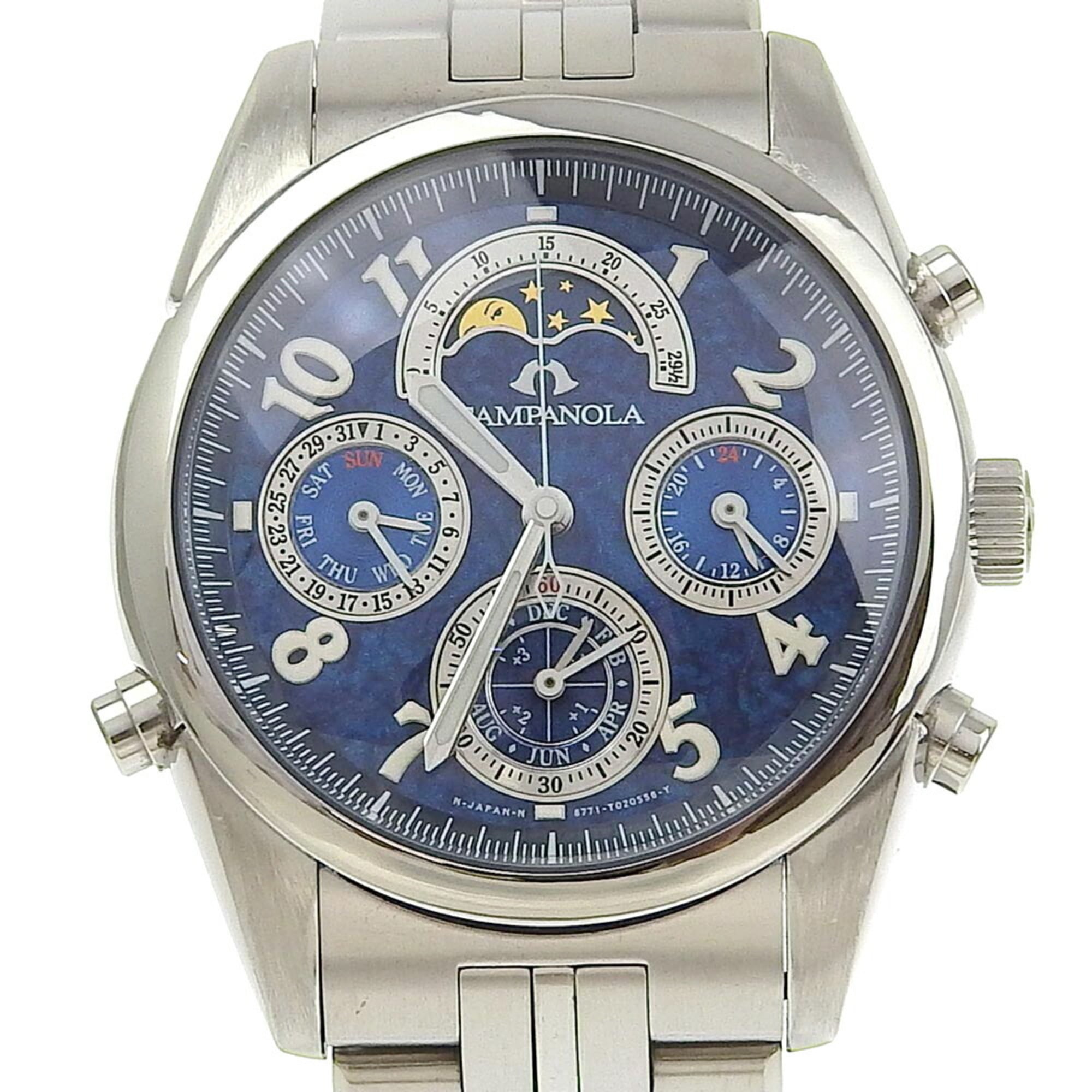 2000_c4928b20-23b3-4dc2-a7ec-3f6e1d33772b.jpg Citizen Campanola Watch Moon Face 6771-T010750-TA Stainless Steel Quartz Blue Dial Men's S111624325 - Image 1
