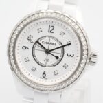 Chanel J12 Diamond Bezel 8-Diamond Ceramic Diamond Ladies White H3110 - Image 3