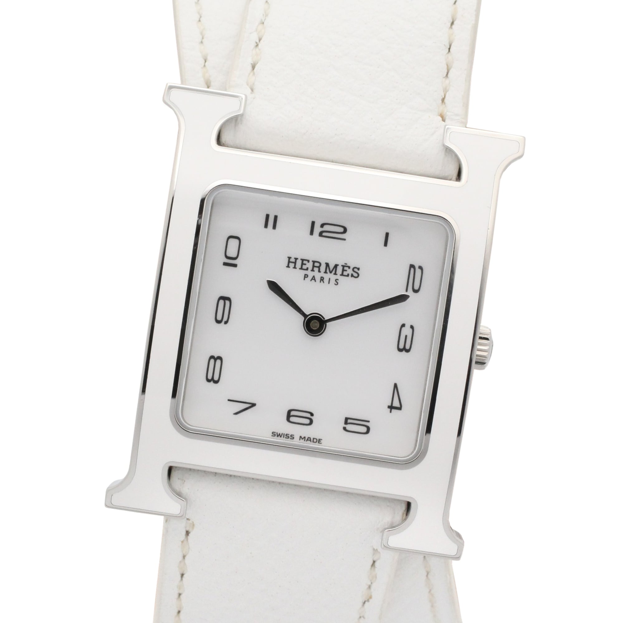 2000_e14ef94a-d2d2-410b-b90f-37f93aba1996.jpg Hermes H- Double Tour Wrist Stainless Steel Leather Strap Wo White (HH1.520) - Image 1