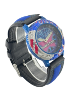ReWATCH Swiss Made "Cansurf" Quartz Vintage Watch - Blue/ Red Recycled Bezel - Image 3